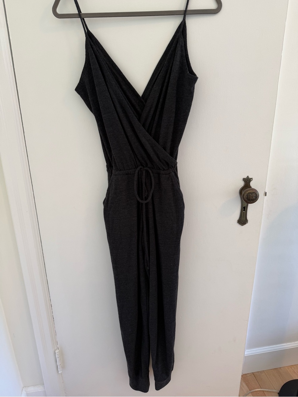 Black Sleeveless Wrap Jumpsuit Dress